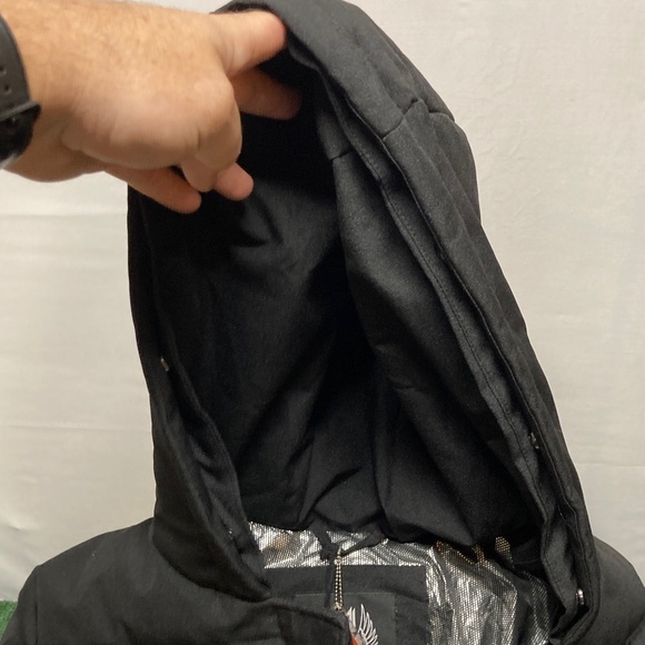 Women's Black Puffer Jacket with Faux Fur Hood - Picture 9 of 10